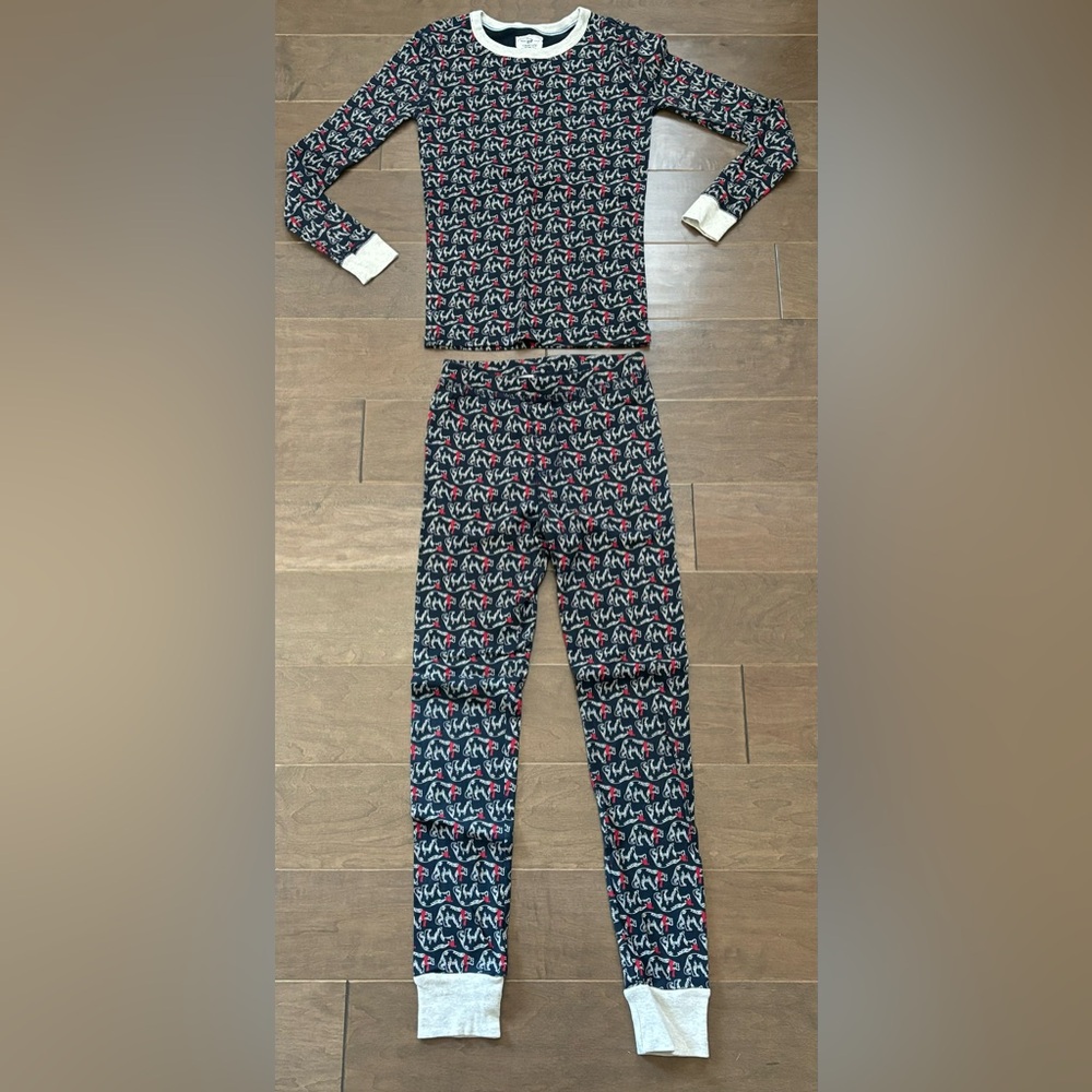 Crewcuts JCrew Boys Christmas Pajama Set Polar Bear With Scarf Size 12